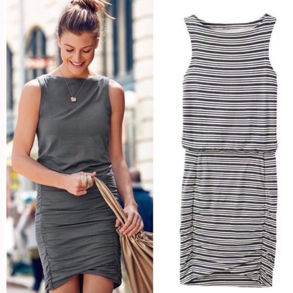 Athleta Sleeveless Tulip Black and White Striped Dress Size XXS